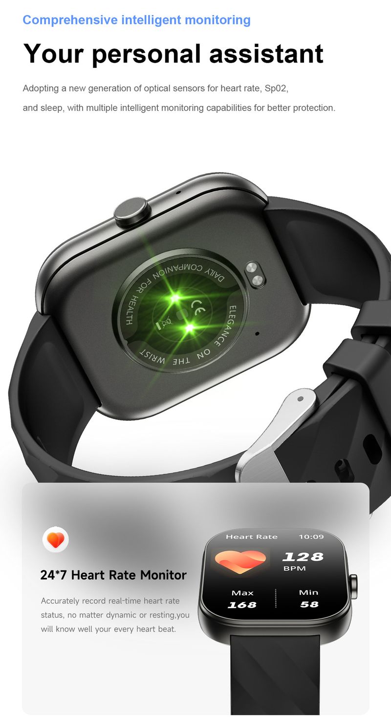 Bluetooth Arama, Kalp Atış Hızı ve Tansiyon Ölçer, Su Geçirmez Fitness Takip Cihazı ve Erkekler ve Kadınlar İçin Renkli Kayışlara Sahip LIGE Akıllı Saat D02_voghion.com