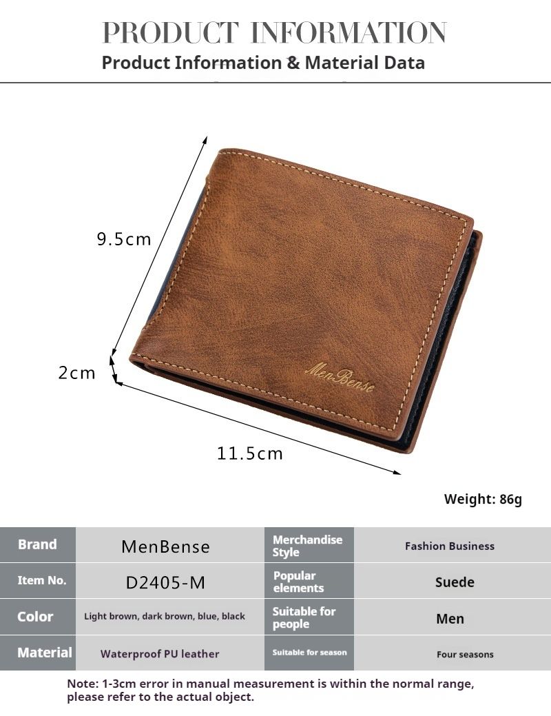 Portofel bărbătesc scurt, la modă, casual, cu mai multe carduri, pliabil, cu trei ori, pentru bărbați, clip de bani, cu temperament natural, portofel pentru carduri_voghion.com