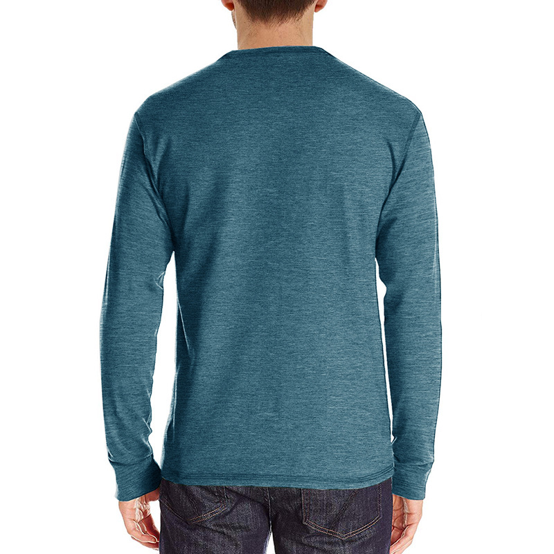 Henley-T-Shirts für Herren mit Knopfleiste, langen Ärmeln und Tasche, entspannte Passform, 100 % schwere Baumwolle_voghion.com
