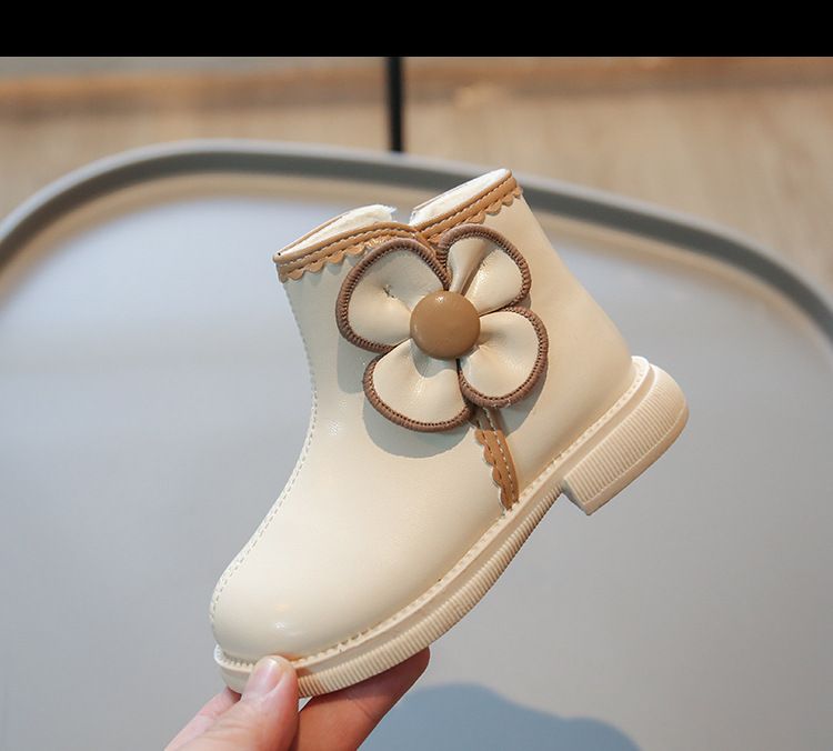 Buty dziecięce ShoeGlobe Girls z podszewką z polaru, bawełniane, jesień/zima 2024, nowe, ciepłe, krótkie, stylowe, modne buty Martin dla dziewczynek_voghion.com