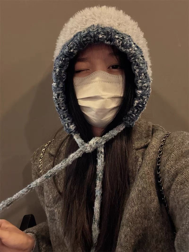 2024 Nuovo cappello lavorato a maglia con testa grande fatto a mano per bambini autunno e inverno, cappello lavorato a maglia con protezione per le orecchie caldo e spesso, mostra le dimensioni del viso_voghion.com