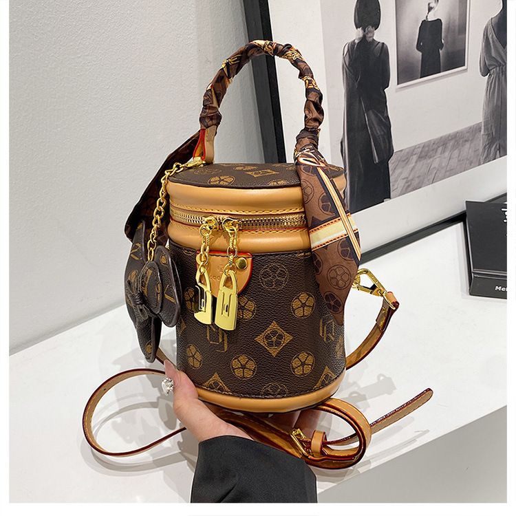 Borsa a secchiello stampata per donna 2024 borsa alla moda borsa a tracolla cilindrica versatile tendenza_voghion.com