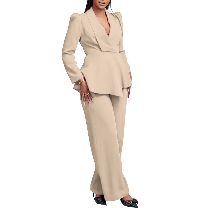 Vêtements pour femmes, nouvelle mode féminine, tempérament élégant, haut à volants à manches longues, pantalon large_voghion.com