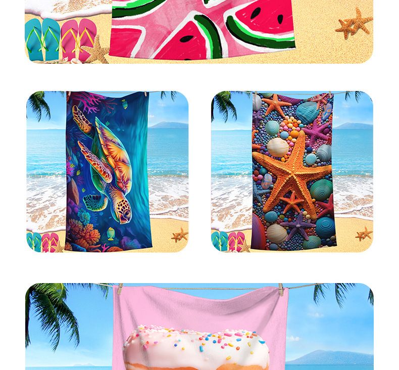 Cartoon Watermelon Beach Water Absorbent Towel Ultra fine Fiber Digital Printed Striped Beach Towel Bath Towel_voghion.com