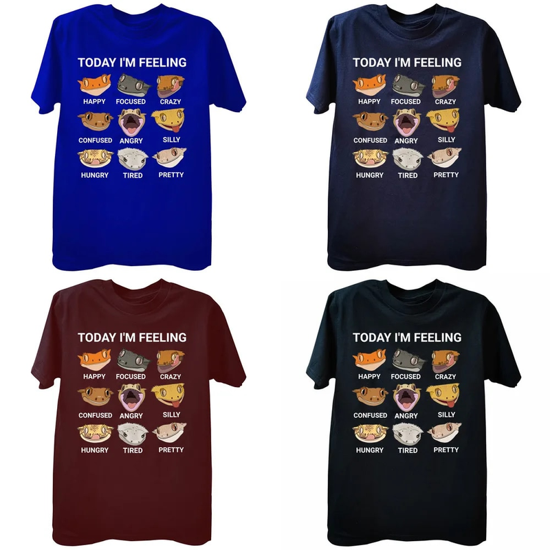 Lustiges T-Shirt mit Aufschrift „Heute fühle ich mich mit Haubengecko“, Sommerstil, grafische Baumwolle, Streetwear, Kurzarm, Geburtstagsgeschenke_voghion.com