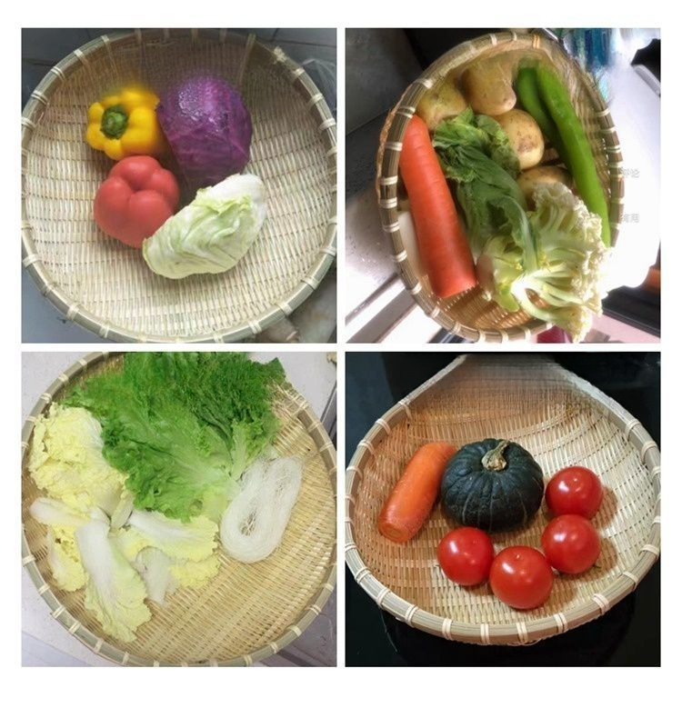 Rund gewebt für gedämpfte Brötchen, großes Sieb, Sieb, zum Waschen von Bambusprodukten, zum Abtropfen von Gemüse, zur Aufbewahrung in der Küche_voghion.com