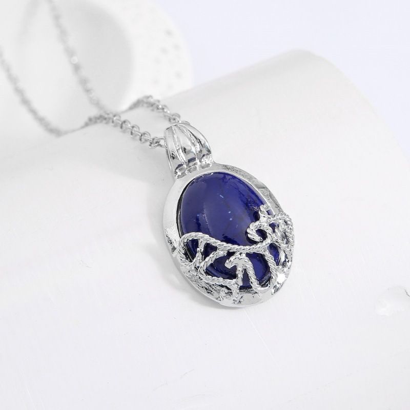 Vampire Diaries Sunlight-Proof Silver-Plated Catherine Natural Stone Necklace_voghion.com