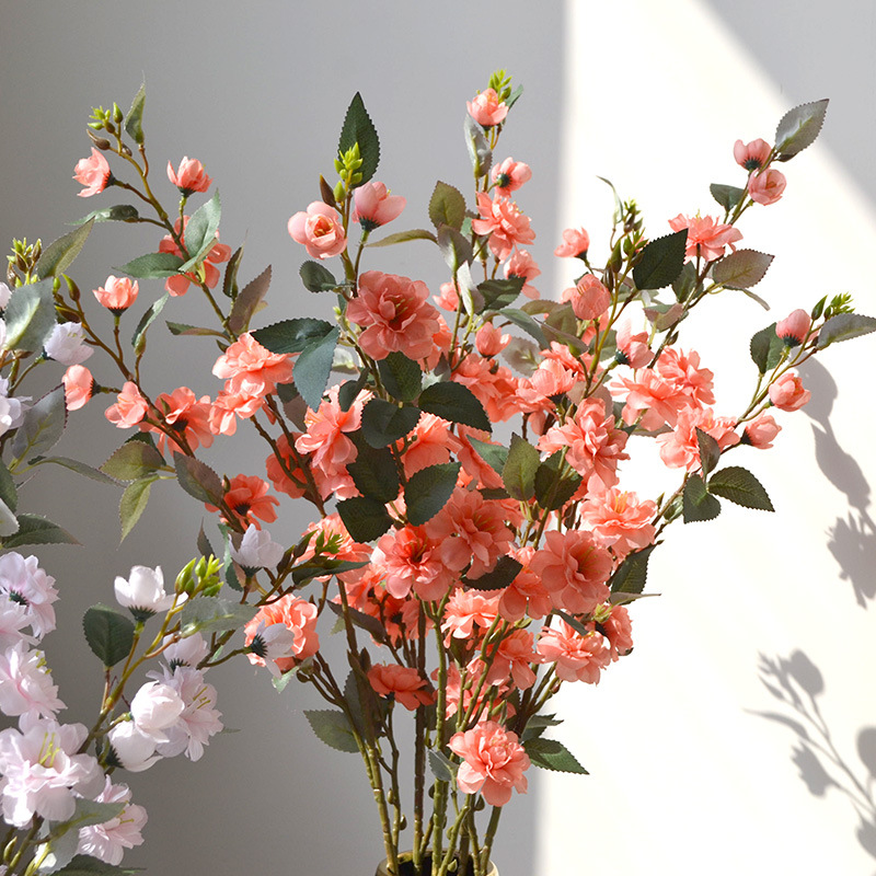 Nuovo fiore artificiale in stile cinese fiore di seta romantico rosa fiore di ciliegio pavimento floreale decorazione della casa di nozze ornamenti lunga camelia_voghion.com