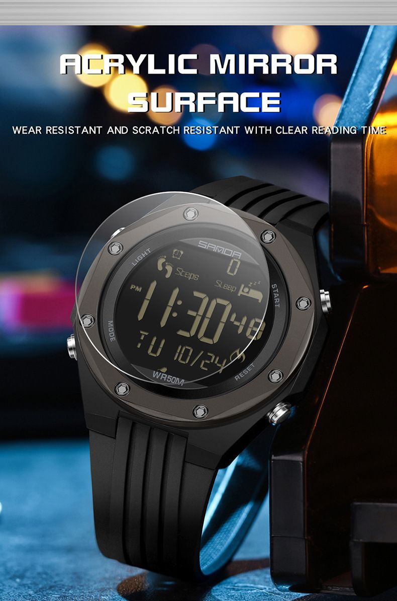 Multifunctional Digital Sports Watch With Night Light, Waterproof, Sleep Tracking, Step Counter, Calorie Counter, Alarm, Stopwatch, And Hourly Chime_voghion.com