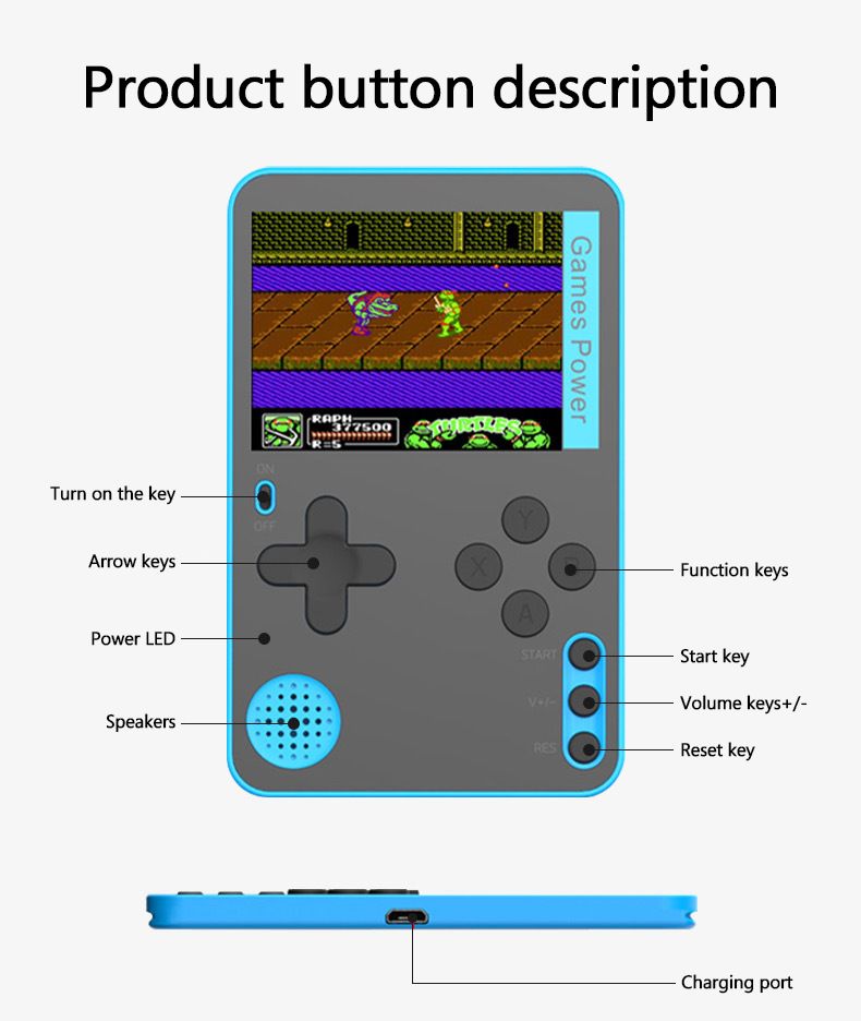 Console de jeu portable Game Boy intégrée 3 couleurs, classique et fine, 500 jeux vidéo K10, rétro, mini, ultra super_voghion.com