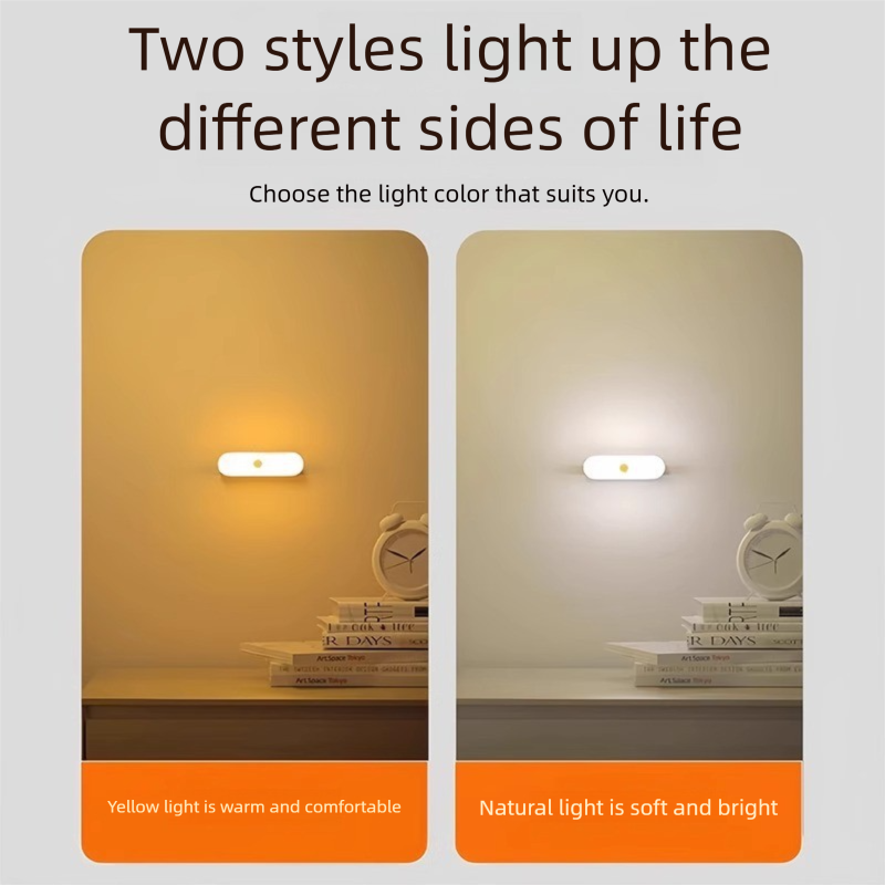 Lampe à détecteur de mouvement, veilleuse rechargeable à commande vocale, applique murale sans fil pour couloir, étanche IP55, USB, pour extérieur_voghion.com