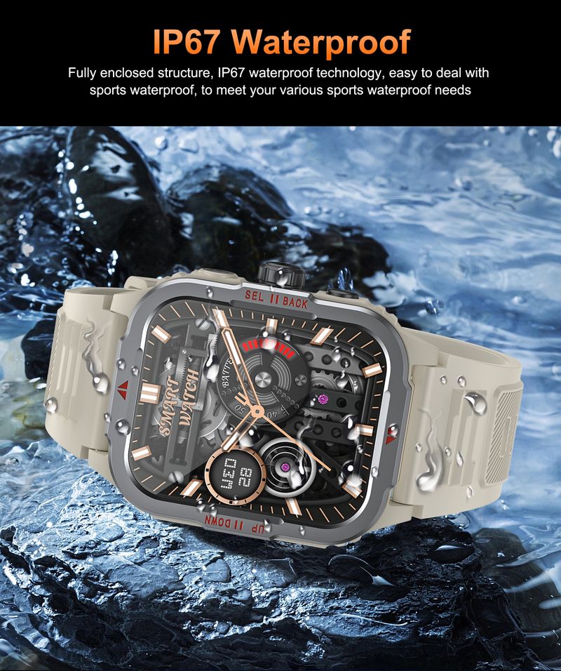 LED Flashlight Men's New Smart Watch 1.83-inch Heart Rate Health Monitoring Built In Multiple Sports Modes Outdoor Android IOS Watch_voghion.com