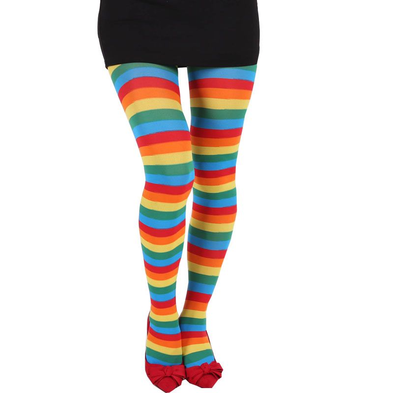 Cross Border Halloween Christmas Pantyhose Pantyhose Adult Party Costume Striped Pantyhose Multicolor Optional_voghion.com