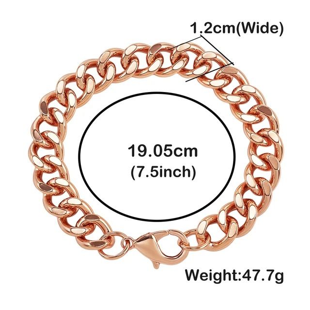 Nuovo bracciale cubano in rame rosso da uomo, gioielli in oro rosa_voghion.com