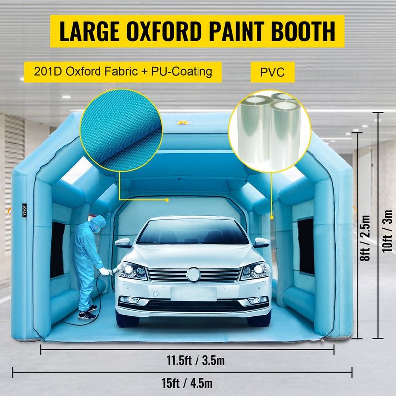 VEVOR Portable Inflatable Paint Booth, 26x15x10ft Inflatable Spray Booth, Car Paint Tent W/Air Filter System & 2 Blowers, Upgraded Blow Up Spray Booth Tent, Auto Paint Workstation, Car Parking Garage_voghion.com
