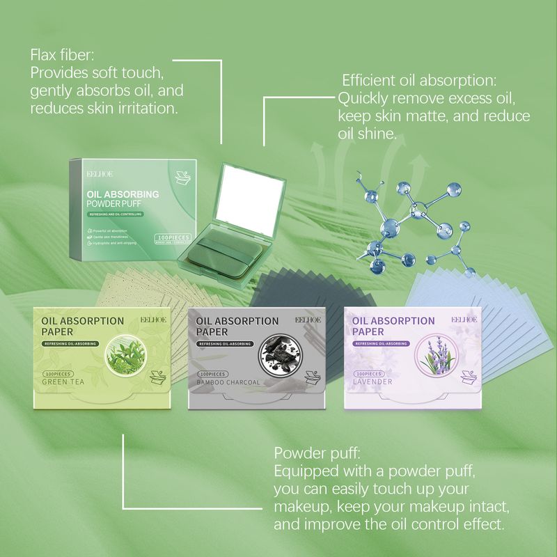 Ensemble de papier absorbant l'huile, nettoyage quotidien rafraîchissant du visage, compact et portable pour l'été_voghion.com