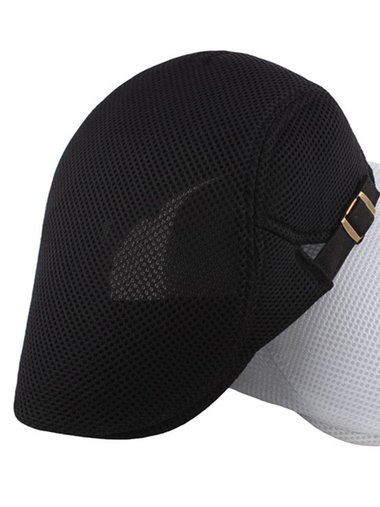 New Arrivals Men Casual Mesh Beret Hat Male Solid Color Breathable Adjustable Flat Cap Retro Gentleman Newsboy Gatsby Classic_voghion.com