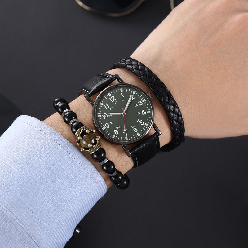 Men's Watches Bracelet Set Watch Watch Quartz Watch Belt Fashion Casual Luminous Watch Men's Watch Three Piece Watch_voghion.com