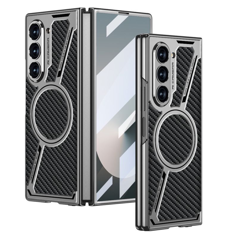 Per Samsung Galaxy Z Fold 6 5G Custodia a forma di Z in pelle magnetica elettroplaccata GKK per Galaxy Z Fold6 Custodia protettiva antiurto_voghion.com