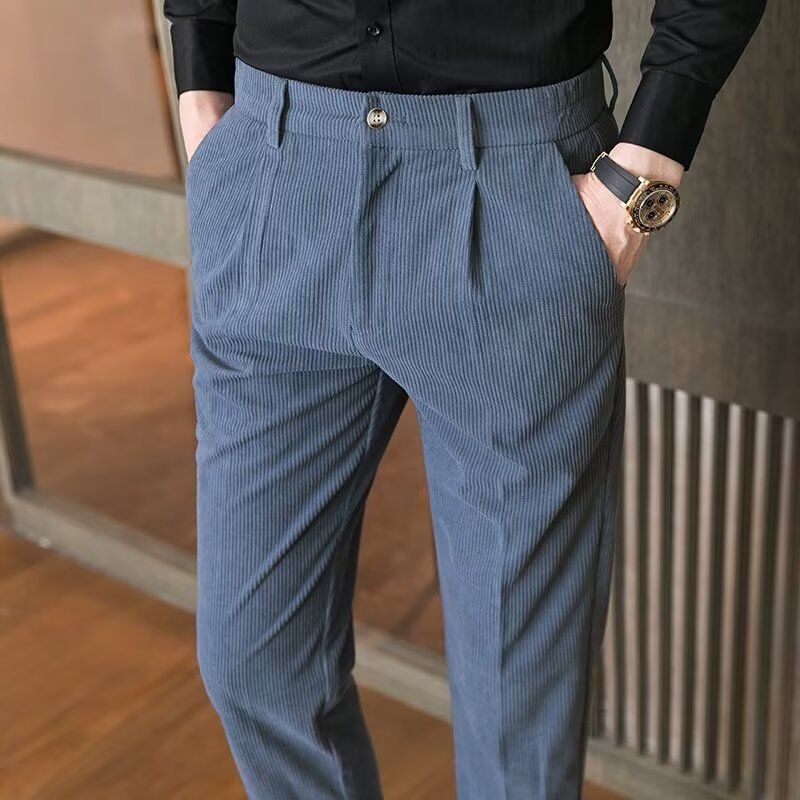 Neue Herrenhose Herren Cordhose Herren Herbst und Winter Anzughose mit geradem Bein Freizeithose Herrenhose_voghion.com