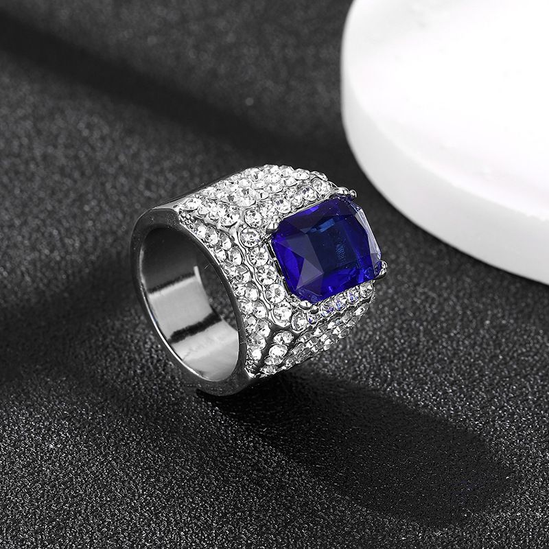 Full Diamond Cuban High End Trendy Fashion Men's Zircon Ring, Ring_voghion.com