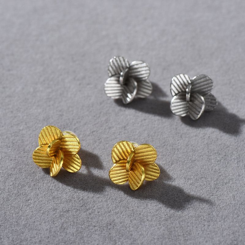 Women's Jewelry Elegant Double Butterfly Flower Stud Earrings, Hypoallergenic S925 Silver Plated, Minimalist Geometric Design, Fashionable & Chic_voghion.com