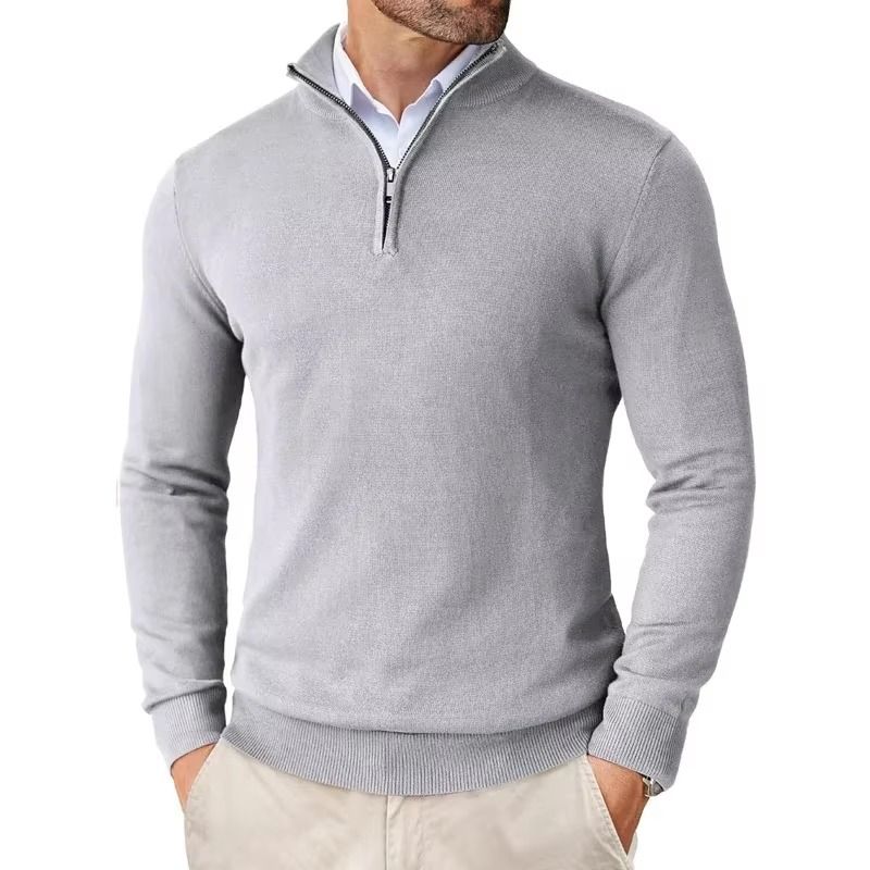 Men's Quarter Zip Up Sweaters Slim Fit Lightweight Pullover Outdoor Mock Neck Tops Half Turtleneck Knitted Streetwear_voghion.com