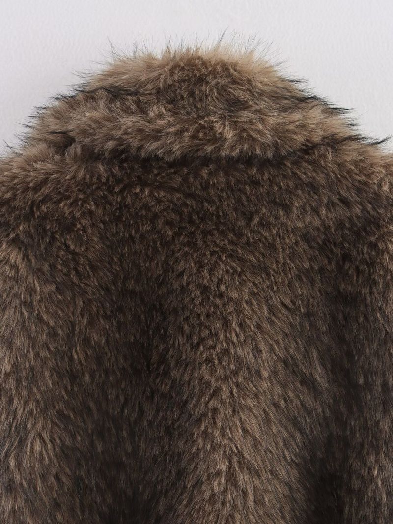 Women's Clothing Trendy Contrast-Trim Faux Fur Jacket – Winter Fashion Coat For Women"_voghion.com