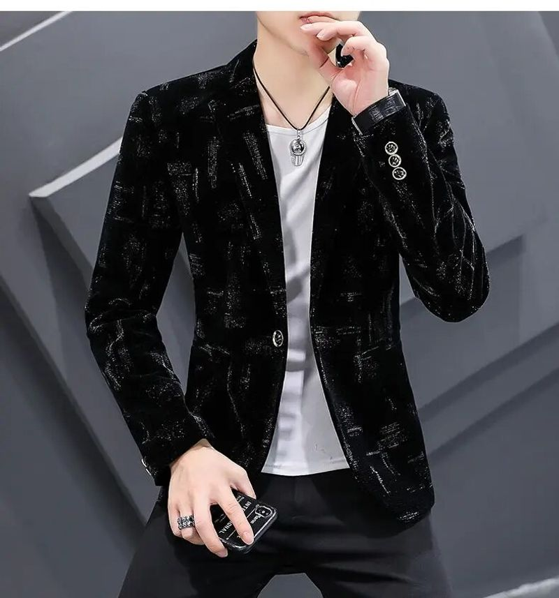 2022 Herbst Und Winter Herren Kleine Cord Einreihige Schlanke Anzug Profession Elle Jugend Business Freizeit Jacke_voghion.com