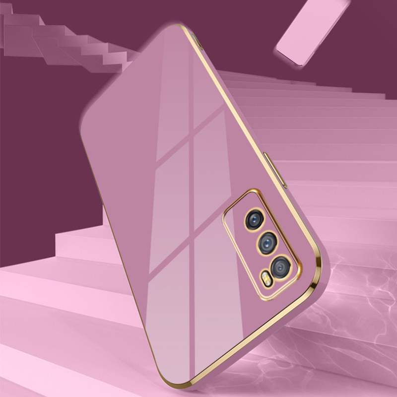 For vivo V20 SE Kılıf Vivo Y70 telefon kılıfı V20SE Lüks Kaplama Düz Kenar TPU Yumuşak Kapak V2022 V2023 Kamera Darbeye Dayanıklı Coque_voghion.com