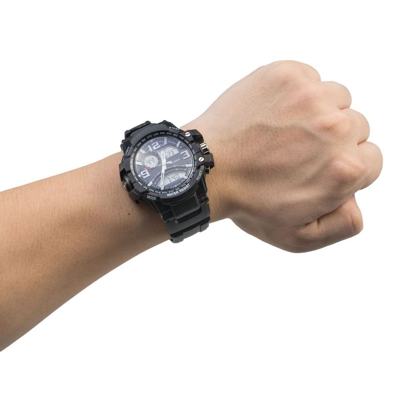 Multifunktionale Herren-Sportuhr mit elektronischem Quarzwerk und zwei Zeitzonen, wasserdicht_voghion.com