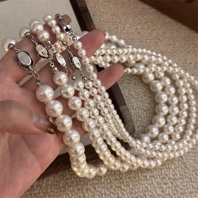 Collar de nácar blanco francés australiano de los mares del Sur, redondo y resistente a la decoloración, de lujo ligero y de alta gama._voghion.com