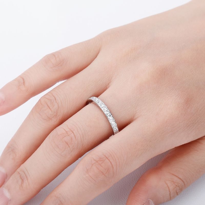 Anello semplice in acciaio inossidabile con una sola fila di diamanti per donna, stile hip hop, regalo di gioielli di personalità_voghion.com