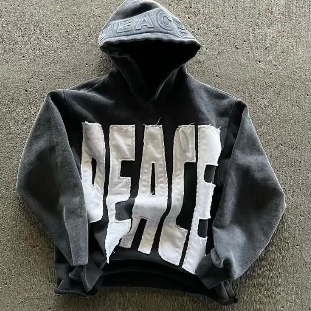 Felpa con cappuccio ricamata in stile gotico hip hop da strada per bambini alla moda_voghion.com