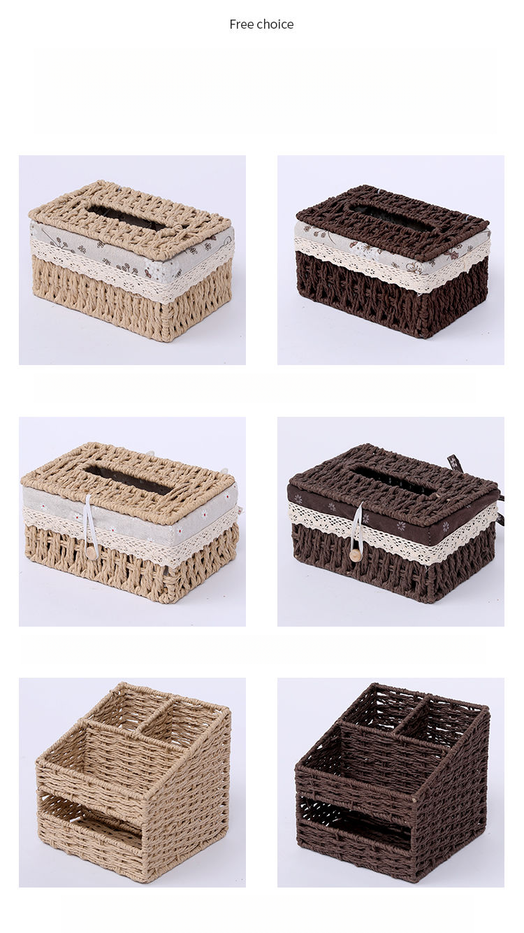 Woven Tea Table, Household Straw Woven Miscellaneous Storage, Desktop Toy Key, Cosmetics, Living Room Snacks, Drawer_voghion.com