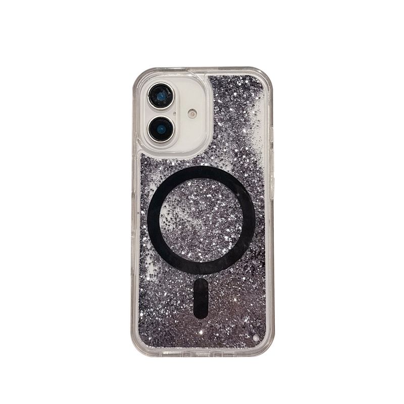 Coque magnétique pailletée avec motif sable liquide fluide, compatible avec iPhone 16 Pro Max et iPhone 15/14_voghion.com