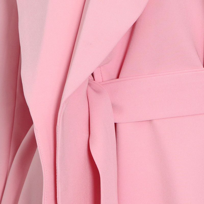 Abbigliamento da donna primavera e autunno nuovo stile tinta unita abito con cintura + pantaloni dritti a vita alta_voghion.com