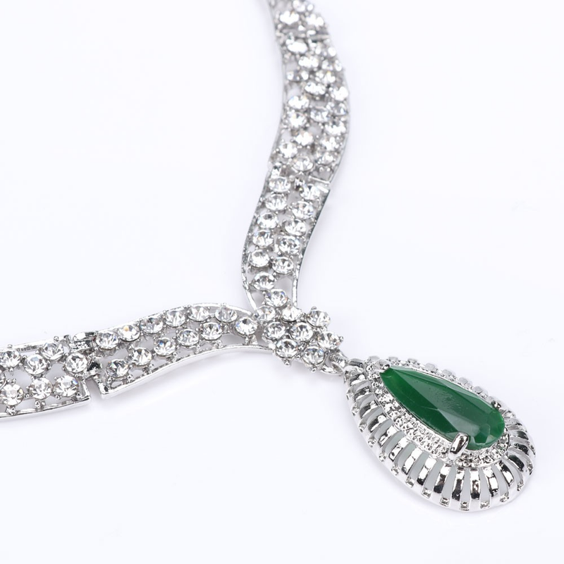 Damen Moud Braut Party Feierdag Bijouen Set Halskette Ouerréng Bracelet Ring Kristall Strass Edelsteen Party Bijouen Sets_voghion.com