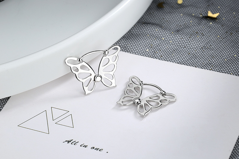 Pendientes de plata de ley VENUS Sier para mujer, aretes con forma de mariposa ahuecados, dije de temperamento, moda elegante_voghion.com