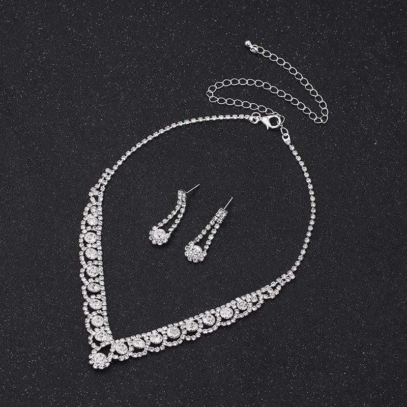 Sposa zirconi artificiali collana orecchini bracciale set accessori matrimonio edizione coreana abito da banchetto_voghion.com