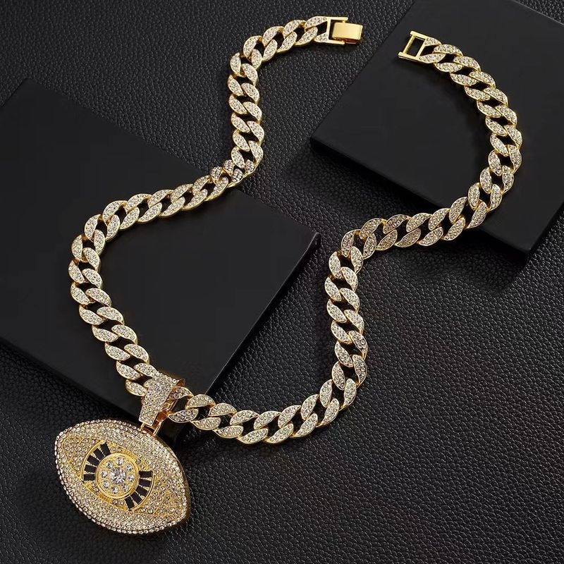 Nieuwe legering diamanten engel hiphop gepersonaliseerde creatieve duivelsoog hanger Cubaanse ketting_voghion.com