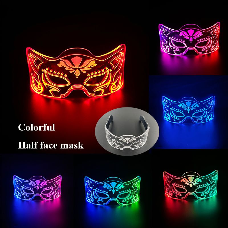 Maschera luminosa al neon a LED colorata per feste, maschera per feste di Natale e Halloween 2025, decorazione per bar e locali notturni_voghion.com
