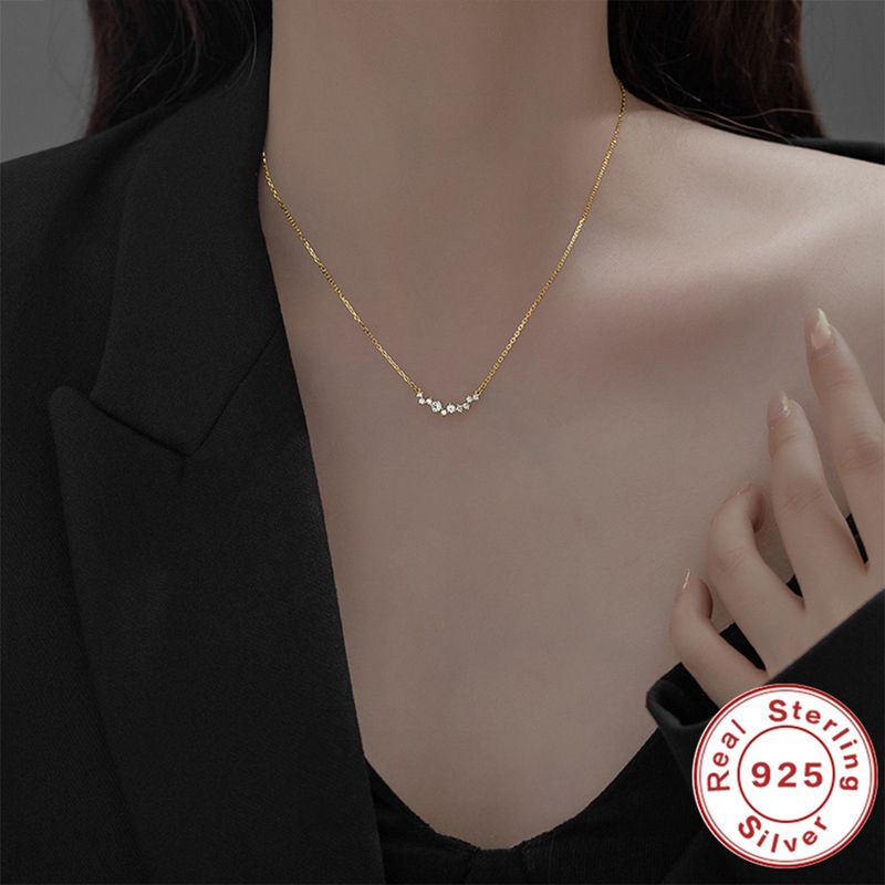 Färdigt lager AIDE Arc Chocker Halsband Plata String Sier Kvinnor Brilliant Smile Bar Cubic Zirconia Hänge Julfest Fint_voghion.com