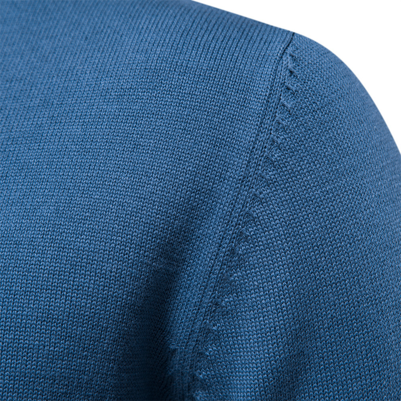 Európai őszi és téli új, teljesen pamutból készült, egyszínű, Henry nyakú, kötött férfi pulóver_voghion.com