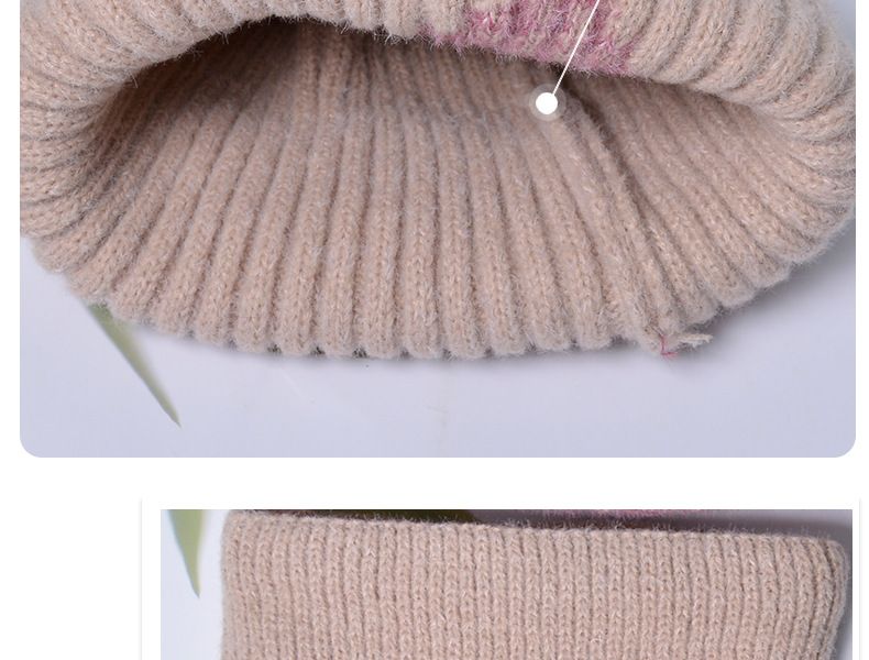 Cappello invernale caldo e antifreddo, sciarpa, protezione per le orecchie in due pezzi, cappello lavorato a maglia in lana bicolore, sciarpa protettiva per il collo da donna_voghion.com