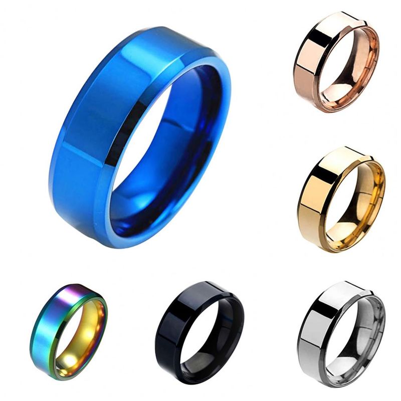 Vendita calda Uomo Argento Nero Acciaio Inossidabile Classico Colore Solido Metallo Bianco Matrimonio Fidanzamento Per Uomo Gioielli Anello Fascia_voghion.com