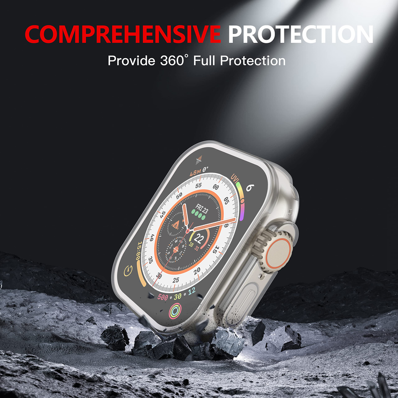Urkasse til Apple Watch Ultra 49MM Series 8 7 SE 6 5 4 3 2 45MM 41MM 44MM 40MM Gennemsigtigt cover Apple Watch Skærmbeskytter_voghion.com