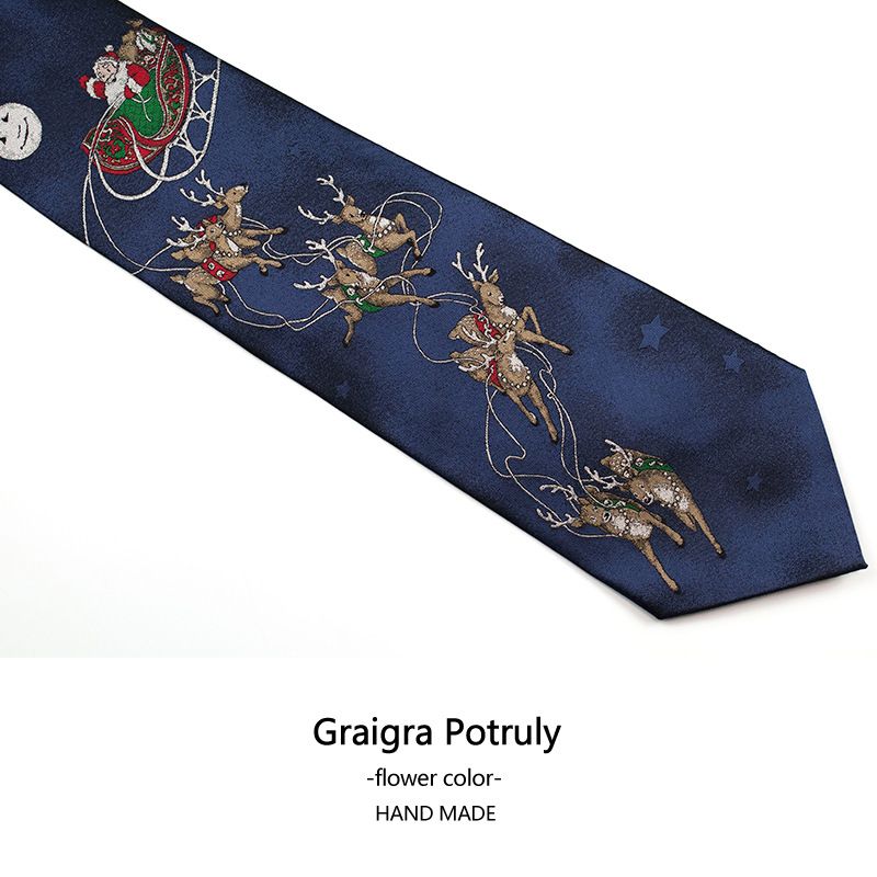 Christmas tie Santa Claus snowflake tie New Year event mulberry silk tie 10 cm silk tie_voghion.com