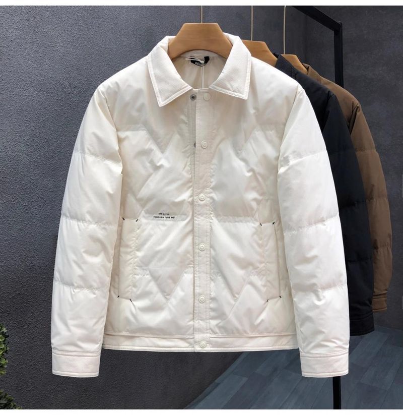 Men's Lightweight Winter Puffer Jacket With Notched Lapel, Stylish Short Coat, Thickened Insulation For Extreme Cold (-50°C), Black/White/Coffee_voghion.com