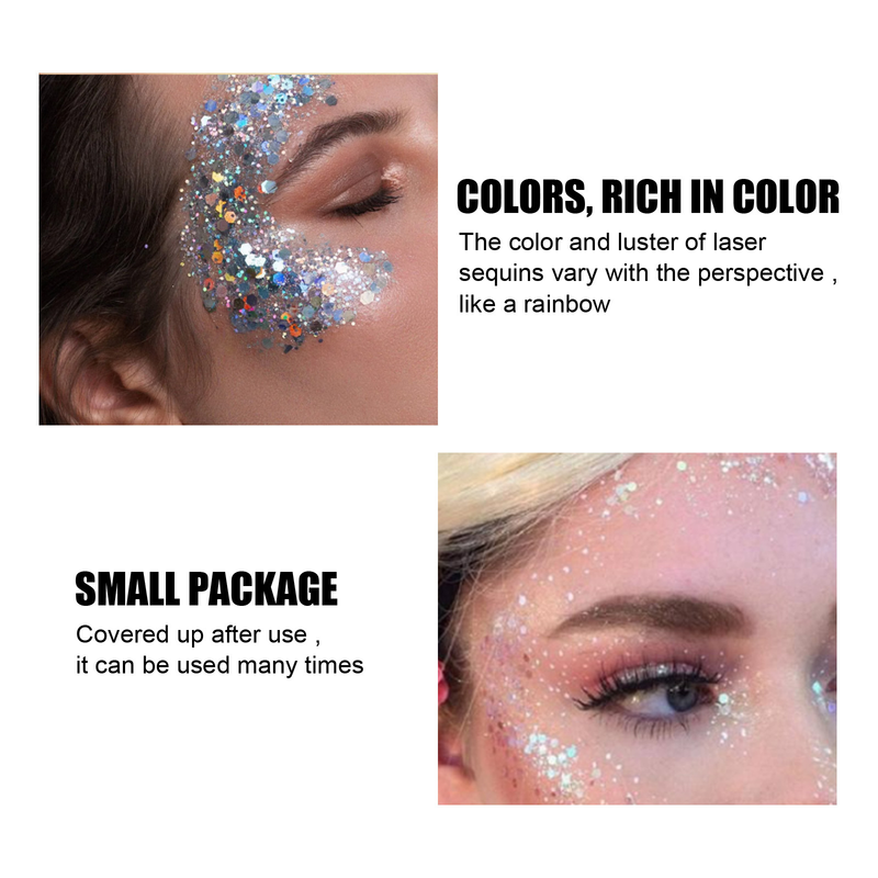 gel EELHOE sequin set makeup fish scale sequin gel glitter stage performance eye shadow makeup props_voghion.com